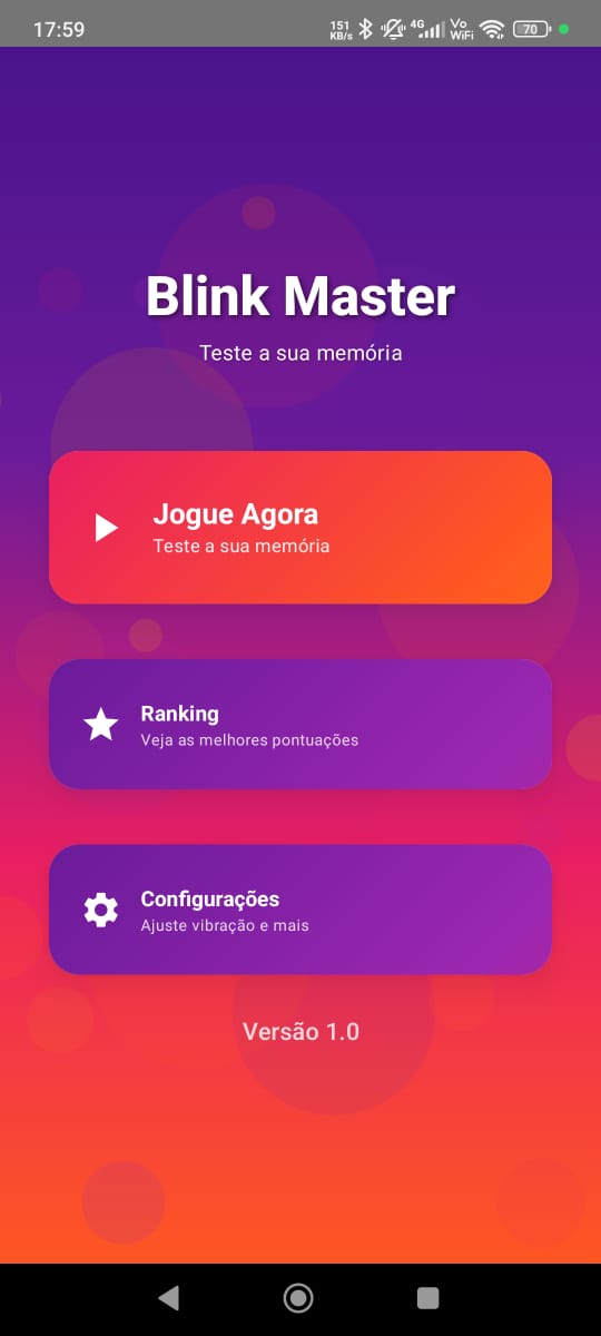 Tela principal do Blink Master