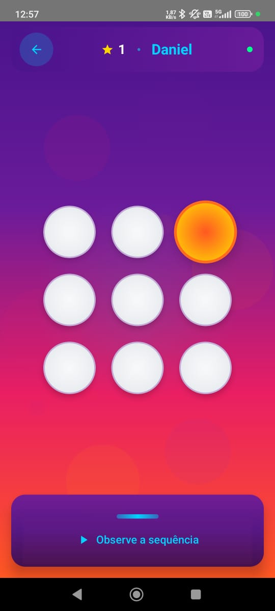 Tela de jogo do Blink Master