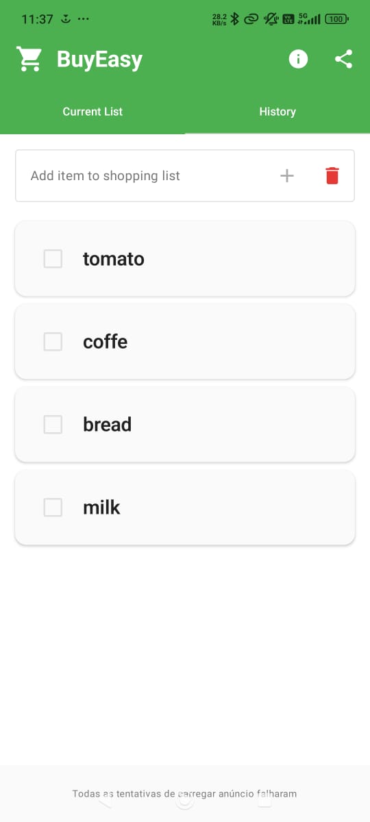 Interface principal do BuyEasy