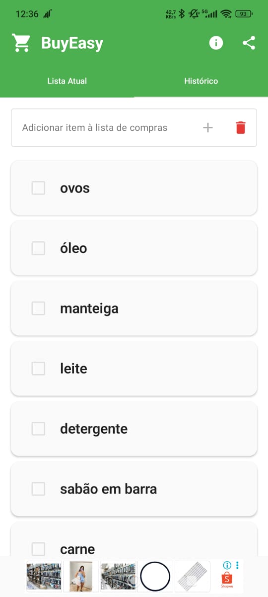Configurações do app